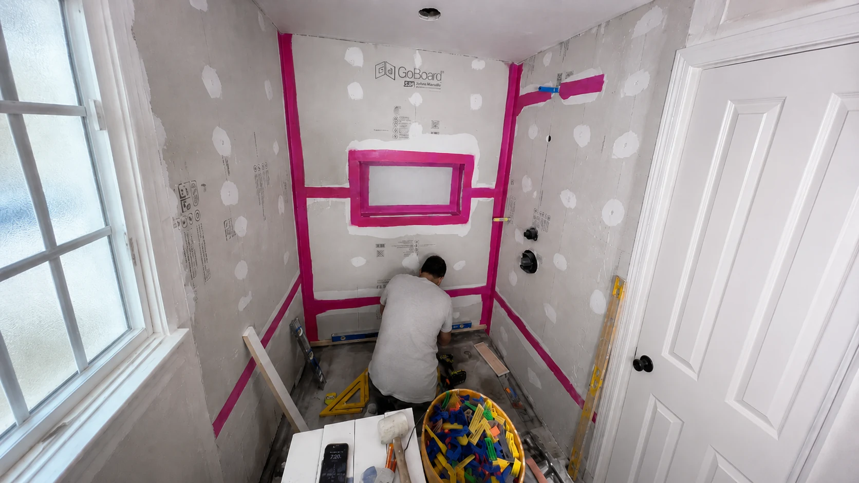 Mr. Gomes Remodeling crew working on a bathroom remodeling project