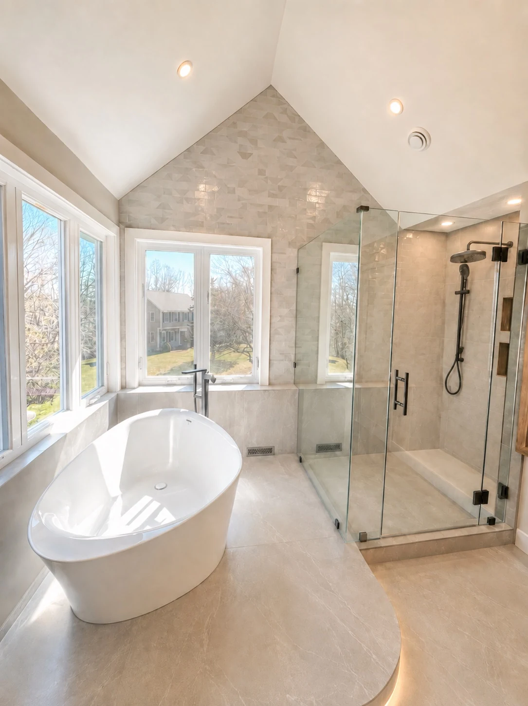 Shower in a Massachusetts bathroom remodeled by Mr. Gomes Remodeling