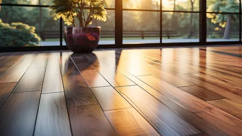 Newly installed hardwood flooring in a Massachusetts home remodeled by Mr. Gomes